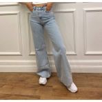 Ramrod Extra Yüksek Bel Likralı Kar Yıkamalı Wide Leg Jean Geniş Paça Kot Pantolon - 22 - Buz Mavi