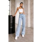 Ramrod My End 90's Kar Yıkama Mavi Likralı Süper Yüksek Bel Salaş Jeans Palazzo Pantolon