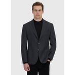 Ramsey Erkek Antrasit Desenli Zeroweight Slim Fit %100 Yün Ceket Modern Kalıp Cepli - 56