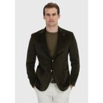 Ramsey Haki Renkli %100 Pamuk Slim Fit Ceket Erkek Normal Yaka Modern Stil Cepli Dokuma - 48
