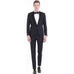 Ramsey Lacivert Düz Fashion Slim Fit Kruvaze Yaka Dokuma Smokin Takım Elbise - 52 - 6 Drop