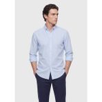 Ramsey Mavi Düz Regular Fit Dokuma Casual Ipek Karışımlı Gömlek - 41