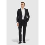 Ramsey Siyah Düz Modern Fit %100 Yün Takım Elbise - 6 Drop - 52