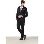 Ramsey Siyah Düz Regular Fit %100 Yün Takım Elbise - 4 Drop - 54