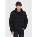 Ramsey Siyah Regular Fit Kapüşonlu Casual Dokuma Mont - 3XL