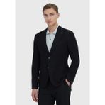 Ramsey Siyah Slim Fit Erkek Örme Ceket Pamuk Karışımlı Dokuma Normal Kalıp Cepli Modern Stil - 46