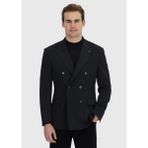 Ramsey Zeroweight Siyah Desenli Slim Fit Yün Karışımlı Ceket Erkek Normal Yaka Modern Stil Cepli - 46