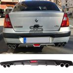 Ranault Clio 2 Sedan Difüzör Arka Tampon Eki 4 Egzoz Çıkışlı Siyah