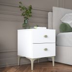 Rani BD110 Modern Komodin 2 Çekmeceli Ayaklı Yatak Odası Beyaz