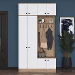 Rani EA145 Modern Portmanto Askılı Ayakkabılık Vestiyer Sepet Cevi Beyaz - Sepet Ceviz - Beyaz