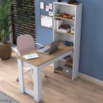 Rani HA106 Raflı Çalışma Ofis Bilgisayar Masası Sepet Ceviz - Beyaz - 120 x 50 x 75 cm