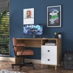 Rani HA109 Çekmeceli Çalışma Ofis Bilgisayar Masası Sepet Ceviz - Beyaz - 120 x 50 x 74 cm