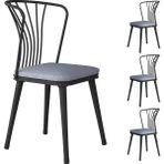 Rani JB104 Metal Sandalye 4'lü Mutfak Yemek Masası Sandalyesi Açık Gri - Siyah - Gri