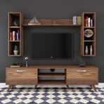 Rani M5 Ceviz A5 Duvar Raflı Kitaplıklı Tv Ünitesi