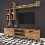 Rani Mobilya A5 M16 405 Ceviz Duvar Raflı Kitaplıklı Tv Ünitesi