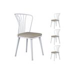 Rani Mobilya Rani Jb104 Metal Sandalye 4'lü Mutfak Yemek Masası Sandalyesi Beyaz - Bej