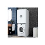 Rani Mobilya Rani KD110 Çamaşır Makinesi Dolabı 2 Kapaklı 2 Raflı Banyo Dolabı Beyaz