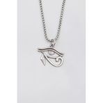 Ra'nın Gözü - Horus'un Gözü Örme Zincir Kolye - Antik Gümüş Kaplama - Kadın Erkek - 60 Cm