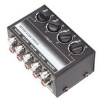 Rankomu 4 Kanallı Mikser 4 Kanallı Pasif Mikser, Kayıt Stüdyosu, Konsol, Sahne, Küçük Kulüp için Taşınabilir Profesyonel Stereo Mini Mikser, Kompakt Tasarım