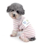 Ranphy Çizgili Küçük Köpek Pijamaları Pjs Pamuklu Köpek Pijamaları Yavru Köpek Gömlek Giysiler Kedi Giyim Yorkie Chihuahua Tulum Kız Evcil Hayvan Giysileri Pembe Beden M