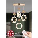 RANSOM 3 Renk Kumandalı Gold Kasa Yüzük Led Avize 4 Lü Modern Ledli Avize