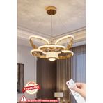 RANSOM İthal Seri 3 Renk Kumandalı Saray Led Avize Toplu Kelebekli Rose Gold Kasa Salon Ledli Avize