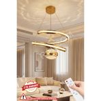 RANSOM İthal Seri 3 Renk Kumandalı Toplu Kelebekli Çember Led Avize Rose Gold Kasa Salon Ledli Avize