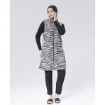 Ranuna Tesettür Mayo - Zebra Siyah - Beyaz - 3XL