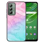 Ranyi AT&T Jetmore Kılıf, Kriket Outlast Kılıfı, Gökyüzü Mermer Desenli Ultra İnce Esnek İnce Koruma TPU Silikon Kauçuk Girly Kadın Mermer Kılıf AT&T Jetmore/Cricket Outlast 17,3 cm - Pembe/Yeşil