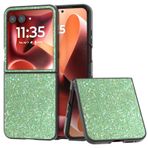Ranyi Motorola Razr Ultra için Kılıf, Motorola Razr Ultra 2025 Glitter Telefon Kılıfı, Lüks Işıltılı Bling Parlak Yapay Elmas Katlanır Tasarım Koruma Silikon Kauçuk Kadın Kılıfı -Yeşil