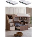 Ranza, Milano Çift Kişilik Çalışma Masalı Modern Ranza + 2 Adet Comfort Yatak - Ceviz - 100 x 100 cm