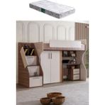 Ranza, Milano Dolaplı Çalışma Masalı Modern Ranza+ 1 Adet Comfort Yatak - Ceviz - 100 x 100 cm