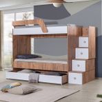 Ranza Triple Yavrulu Merdivenli Ranza - Ceviz - 90 x 190 cm