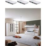 Ranza, Vita Bohem Yavrulu Beyaz Ranza 4 Kapaklı Dolap 3 Adet Comfort Yatak - 100 x 100 cm