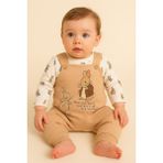 Rapapa Bebek Tulum Takım – Tavşan Desenli Uzun Kollu Tshirt ve Salopet (2’li Set) 9745- - 9 - 12 Ay - Krem
