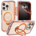 RAPTIC iPhone 16 Pro Max Kılıf için 360°Spin Manyetik Stand, Magsafe ile Uyumlu, [360° Hava Dolu AirJoy Boncukları] Askeri Sınıf Darbeye Dayanıklı Koruyucu Kılıf, Kickstandlı, 17,5 cm Orang
