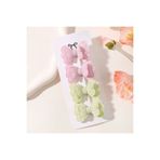 Rapunzel Accessories 4 lü Fiyonk Kalp Desenli Pembe Yeşil Klips Dolgulu Toka Seti - Pembe Yeşil Toka