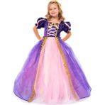 Rapunzel Kostümü Tarlatanlı - Prenses Rapunzel Elbisesi Çocuk Kostümü - 10 - 11 Yaş - Mor - Pembe