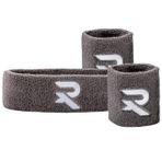 Raquex Bileklik ve alın bandı seti – 2 x bileklik, 1 alın bandı, sıkı oturur, pamuk, spor için esnek ter bantları (gri)