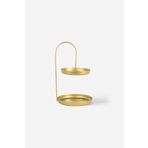 Rarart Concept Yuvarlak Tabanlı Gold Metal Organizer - Iki Katlı Takı, Makyaj Standı - Misbon