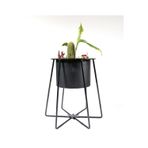 Rarart Conceptsiyah Metal Geometrik Ayaklı Çiçek Saksısı - Bahçe Ve Balkon Dekoru - Hexagon