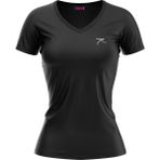 Raru Kadın Pamuk Siyah T-Shirt Mulıer V Yaka Rahat Kesim Günlük Kullanım - XL