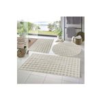 Raschel Carpet Balat Halı 3' Lü Kaymaz Taban Bubble Peluş Banyo Paspası Krem 50x50(YUVARLAK)-50x50 Ve 50x70
