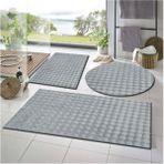 Raschel Carpet Balat Halı 3'lü Kaymaz Taban Bubble Peluş Banyo Paspası 50 x 50(YUVARLAK)-50 x 50 ve 50 x 70 - Açık Gri
