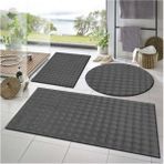 Raschel Carpet Balat Halı 3'lü Kaymaz Taban Bubble Peluş Banyo Paspası 50 x 50(YUVARLAK)-50 x 50 ve 50 x 70 - Koyu Gri