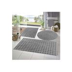 Raschel Carpet Balat Halı 3'lü Kaymaz Taban Bubble Peluş Banyo Paspası Açık Gri 50x50(YUVARLAK)-50x50 Ve 50x70
