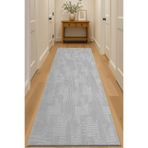 Raschel Carpet Bohem Açık Gri Emboss Premium Seri Kaymaz Taban Jel Taban Halı Yolluk Antre Hol