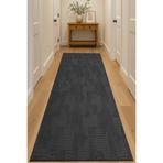 Raschel Carpet Bohem Koyu Gri Emboss Premium Seri Kaymaz Taban Jel Taban Halı Yolluk Antre Hol