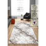 Raschel Carpet Çizgi Desenli Krem Rengi Kaymaz Taban Kalın Peluş Halı Yolluk Yüksek Kalite, 80 x 100