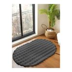 Raschel Carpet Koyu Gri Yumuşak Bubble Kaymaz Özel Taban Oval Peluş Halı Yolluk, 80 x 210
